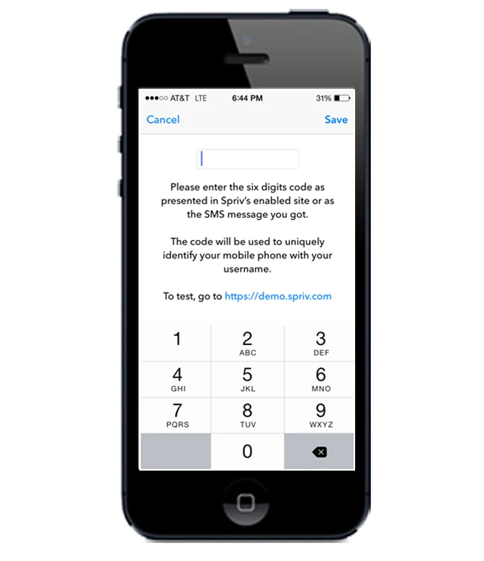 Pairing a phone with a user account in the Spriv mobile app