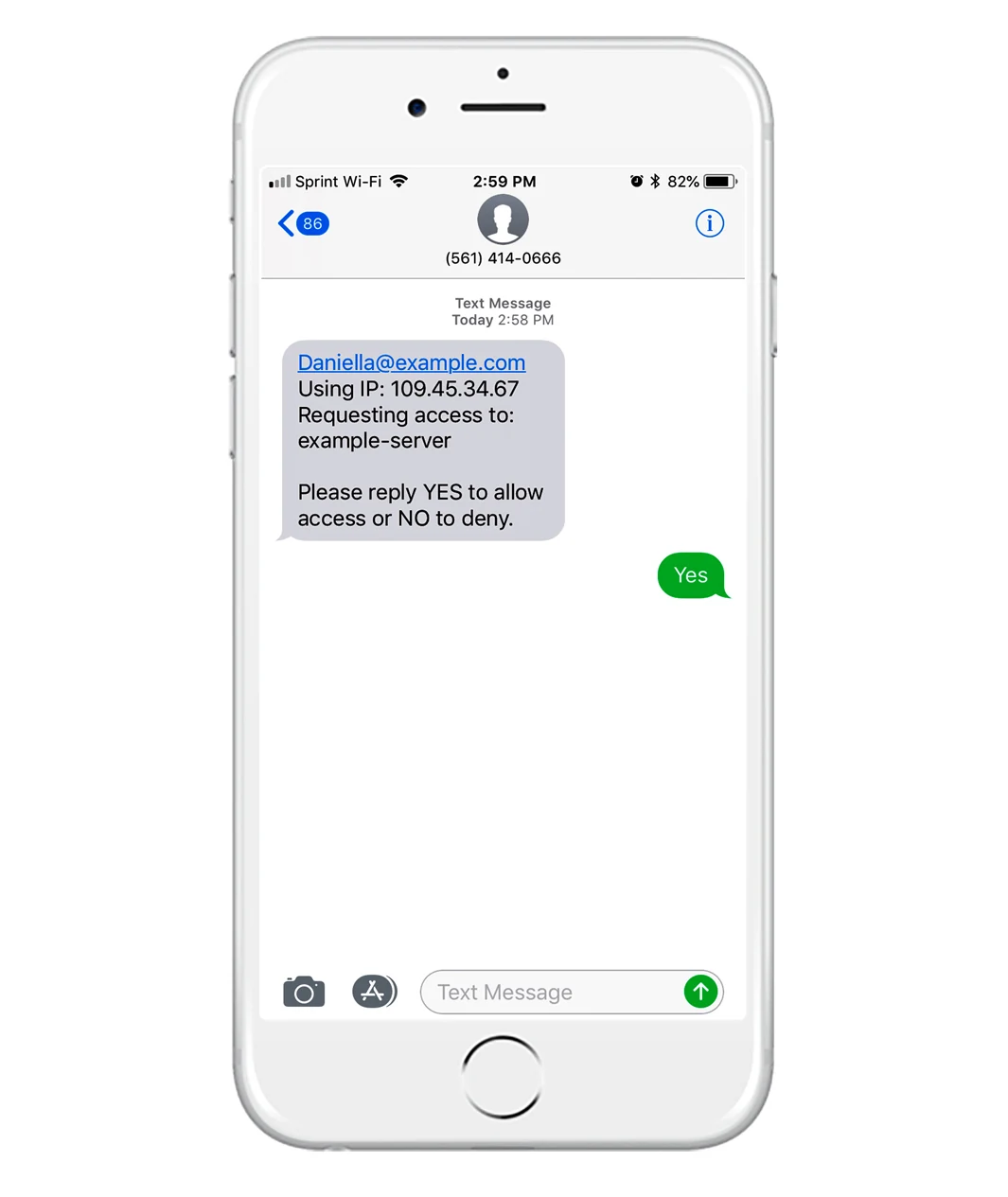 Two-way SMS verification on the Spriv mobile app
