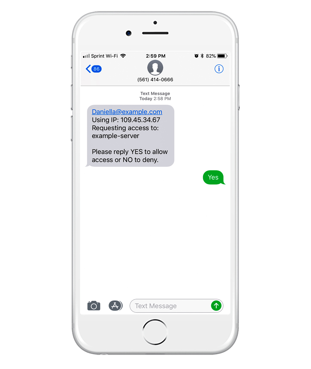 Two-way SMS verification on the Spriv mobile app