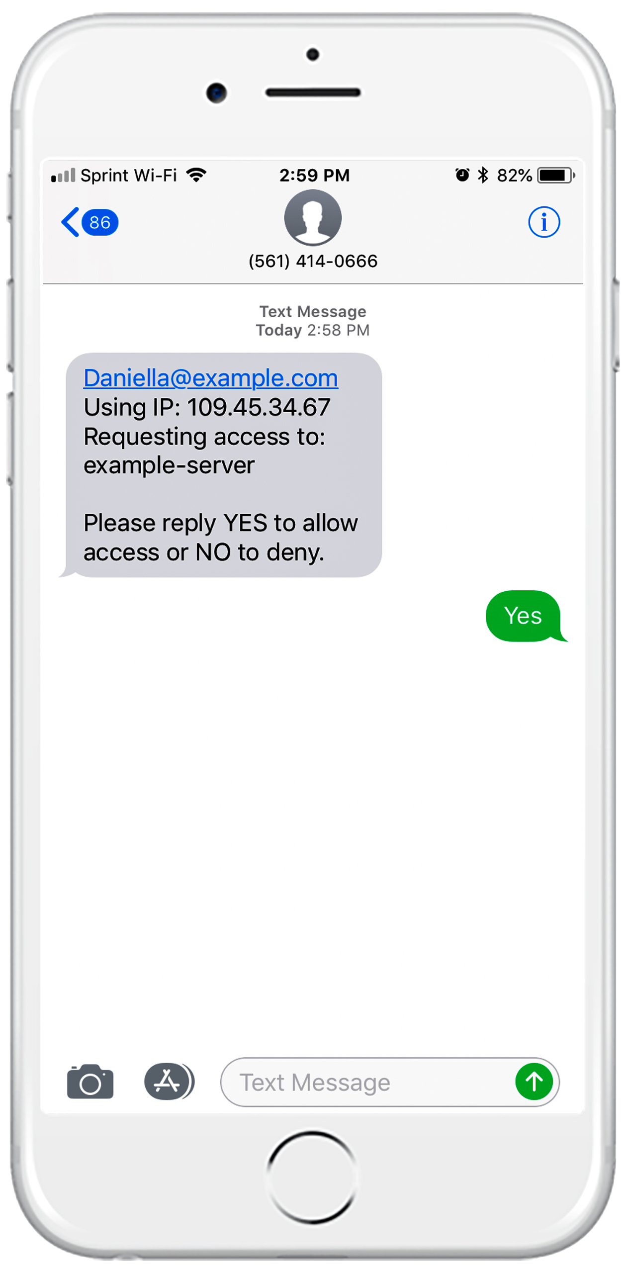 Two-way SMS verification on the Spriv mobile app