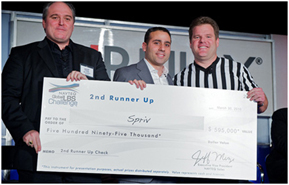Spriv accepting the NAVTEQ Global LBS Challenge Second Runner-Up cheque at Where 2.0, San Jose